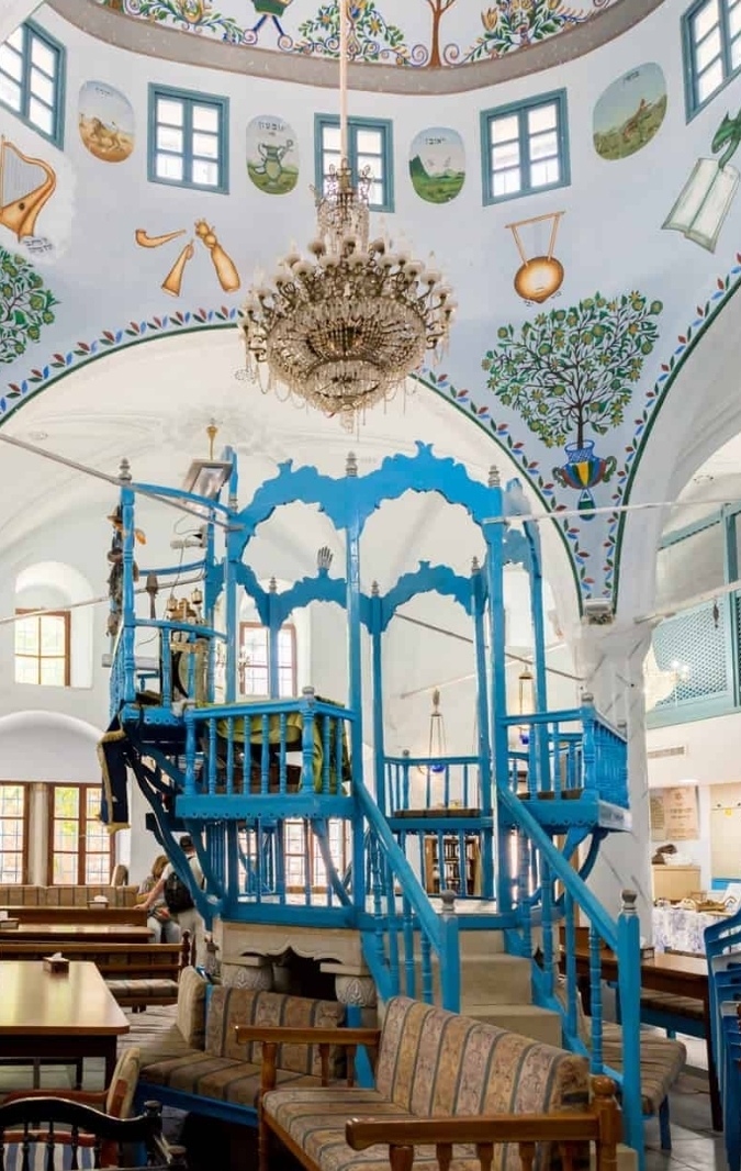 Interior of the Abuhav Synagogue and its ancient ornamentation, Safed